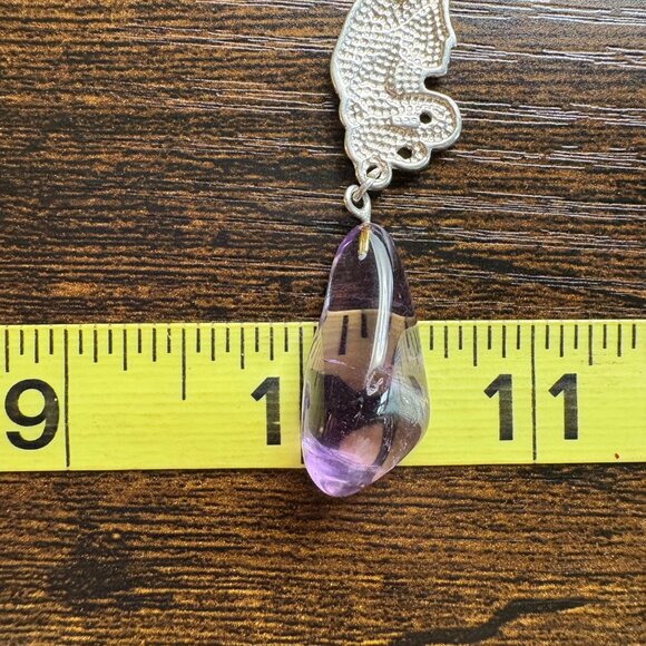 Sterling Silver 925 Amethyst Nugget Victorian Lady Dangle Earrings 3" Length - Picture 12 of 15